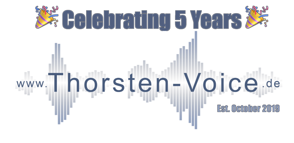 Banner „Celebrating 5 Years – www.Thorsten-Voice.de, Est. October 2019“