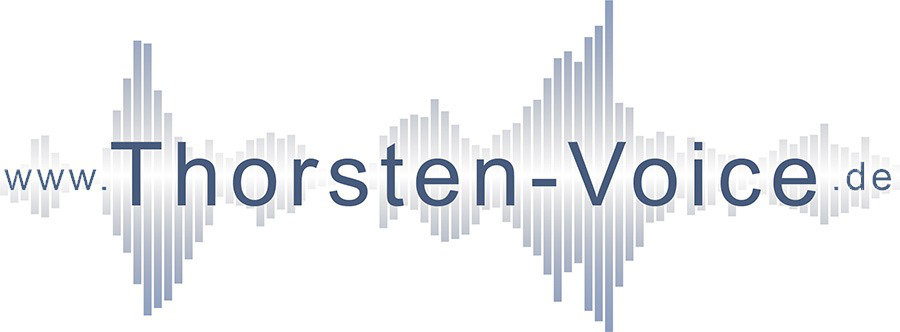 Thorsten-Voice Logo zeigt die Internetseite des Projektes www.Thorsten-Voice.de auf einer blauen Audio Lautstärkekurve.